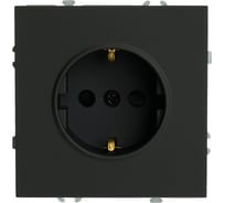 Розетка 1-местная STEKKER с защитной шторкой с/з (механизм), 250В, 16А, серия Эмили, RST16-5110-05, черный уголь, soft touch, 49854