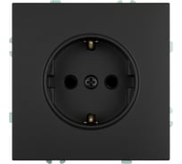 Розетка 1-местная STEKKER с защитной шторкой с/з (механизм), 250В, 16А, серия Эмили, RST16-5110-05, черный уголь, soft touch, 49854