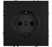 Розетка 1-местная STEKKER с защитной шторкой с/з (механизм), 250В, 16А, серия Эмили, RST16-5110-05, черный уголь, soft touch, 49854
