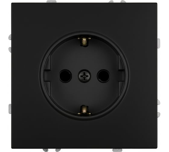 Розетка 1-местная STEKKER с защитной шторкой с/з (механизм), 250В, 16А, серия Эмили, RST16-5110-05, черный уголь, soft touch, 49854