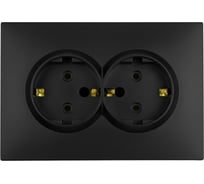 Розетка 2-местная STEKKER с защитной шторкой, с/з, 250В, 16А, серия Эмили, RST16-5114-05, черный уголь, soft touch, 49856