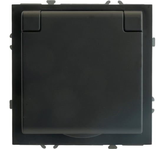 Розетка 1-местная STEKKER RST16-5113-05 с крышкой с защитными шторками, б/з, 250В, 16А, серия Эмили, RST16-5113-05, черный уголь, soft touch, 49852
