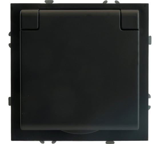 Розетка 1-местная STEKKER RST16-5113-05 с крышкой с защитными шторками, б/з, 250В, 16А, серия Эмили, RST16-5113-05, черный уголь, soft touch, 49852
