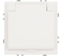 Розетка 1-местная STEKKER с крышкой с защ. штор, с/з, 250В, 16А, серия Эмили, RST16-5112-01, белый фарфор, soft touch, 49881