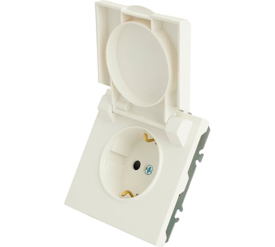 Розетка 1-местная STEKKER с крышкой с защ. штор, с/з, 250В, 16А, серия Эмили, RST16-5112-01, белый фарфор, soft touch, 49881