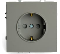 Розетка 1-местная STEKKER с защитной шторкой с/з (механизм), 250В, 16А, серия Эмили, RST16-5110-10, платиново-серый, soft touch, 49958