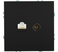 Розетка TV + компьютерная RJ-45 (механизм) STEKKER RST00-5106-05, серия Эмили, черный уголь, soft touch, 49846