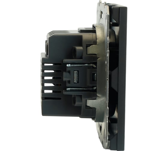 Розетка 2-местная USB + Type C (механизм) STEKKER 250В, 20W, серия Эмили, RST10-5115-05, черный уголь, soft touch, 49853