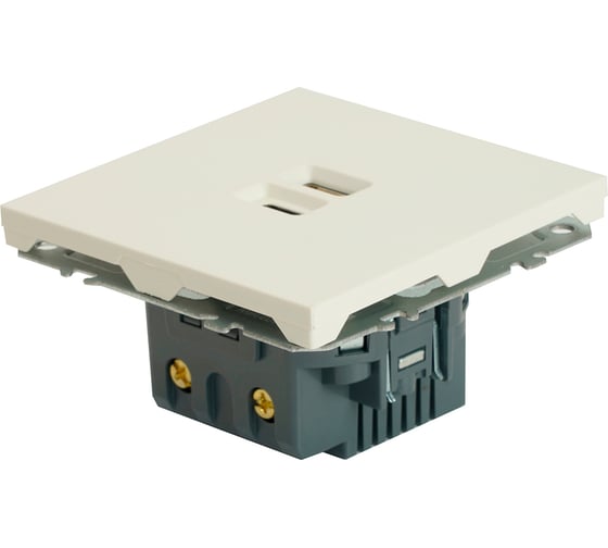Розетка 2-местная USB + Type C (механизм) STEKKER 250В, 20W, серия Эмили, RST10-5115-01, белый фарфор, soft touch, 49879