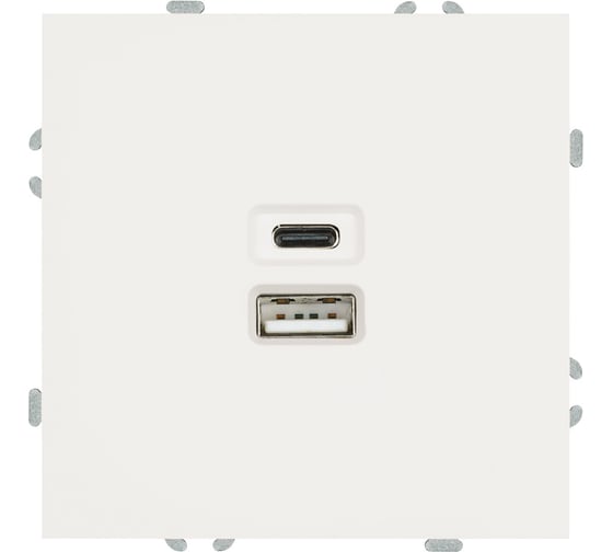 Розетка 2-местная USB + Type C (механизм) STEKKER 250В, 20W, серия Эмили, RST10-5115-01, белый фарфор, soft touch, 49879