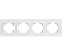 4-местная стеклянная рамка EKF Минск, белая Basic ERM-G-404-10