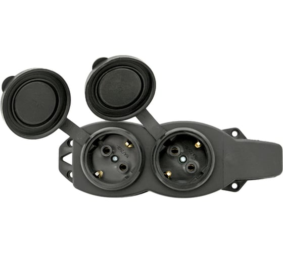 Двухместная розетка с защитными крышками EKF каучуковая, 230В, 2P+PE, 16A, IP44 RPS-018-16-230-44