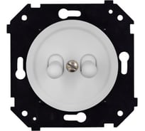 Кнопка двухтумблерная Bironi (скрытый монтаж), пластик, цвет Белый матовый B3-232-21M-PB