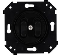 Выключатель 2-клавишный Bironi (скрытый монтаж), пластик, цвет Черный матовый (клавишный) B3-222-23M