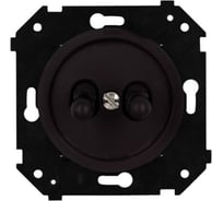 Кнопка двухтумблерная Bironi (скрытый монтаж), пластик, цвет Коричневый матовый B3-232-22M-PB