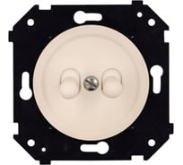 Выключатель 2-клавишный проходной Bironi (скрытый монтаж), пластик, цвет Песочное золото матовый (тумблерный) B3-232-24M