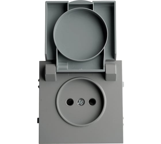 Розетка 1-местная STEKKER с крышкой с защ. штор, б/з, 250В, 16А, серия Эмили, RST16-5113-10, платиново-серый, soft touch, 49956