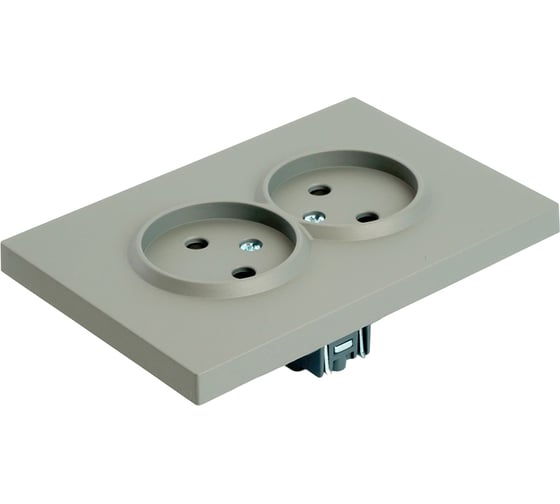 Розетка 2-местная STEKKER с защитной шторкой, б/з, 250В, 16А, серия Эмили, RST16-5116-10, платиново-серый, soft touch, 49955