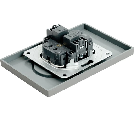 Розетка 2-местная STEKKER с защитной шторкой, б/з, 250В, 16А, серия Эмили, RST16-5116-10, платиново-серый, soft touch, 49955