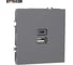 Розетка 2-местная STEKKER USB + Type C (механизм), 250В, 20W, серия Эмили, RST10-5115-10, платиново-серый, soft touch, 49957 9