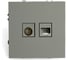 Розетка TV + компьютерная STEKKER RJ-45 (механизм), серия Эмили, RST00-5106-10, платиново-серый, soft touch, 49950 1