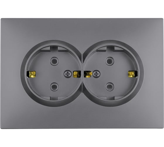 Розетка 2-местная STEKKER с защитной шторкой, с/з, 250В, 16А, серия Эмили, RST16-5114-10, платиново-серый, soft touch, 49960