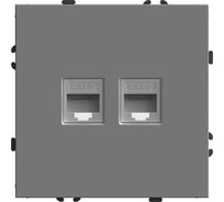 Розетка компьютерная STEKKER 2-местная RJ-45 (механизм), серия Эмили, RST00-5111-10, платиново-серый, soft touch, 49952