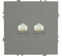 Розетка компьютерная STEKKER 2-местная RJ-45 (механизм), серия Эмили, RST00-5111-10, платиново-серый, soft touch, 49952