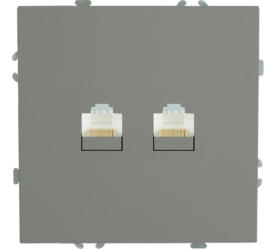 Розетка компьютерная STEKKER 2-местная RJ-45 (механизм), серия Эмили, RST00-5111-10, платиново-серый, soft touch, 49952 1