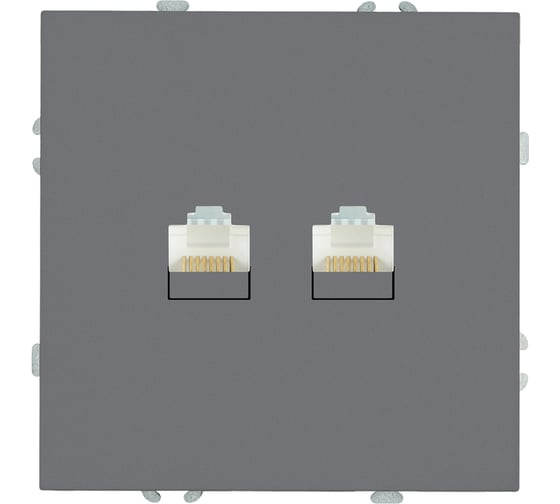 Розетка компьютерная STEKKER 2-местная RJ-45 (механизм), серия Эмили, RST00-5111-10, платиново-серый, soft touch, 49952