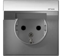 Розетка с заземлением со шторками c крышкой ArtGallery Systeme Electric 16А, IP44, механизм, Алюминий GAL440346