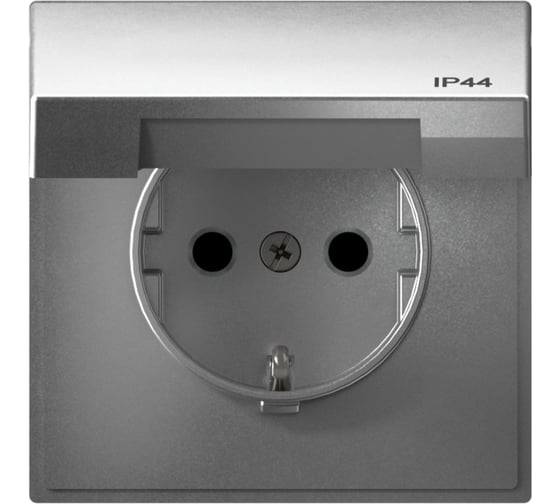 Розетка Systeme Electric ArtGallery Aqua Алюминий с заземлением, со шторками, с крышкой, 16А, IP44, механизм GAL440346