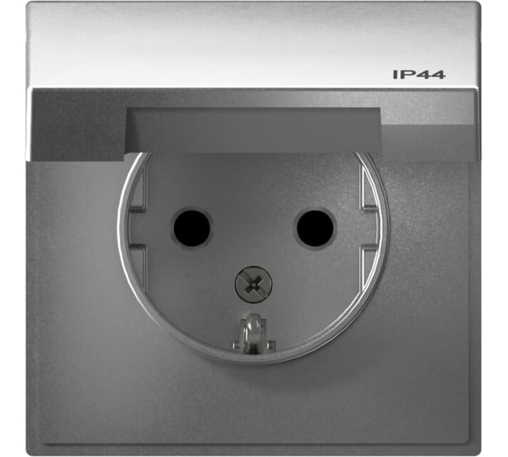 Розетка с заземлением со шторками c крышкой ArtGallery Systeme Electric 16А, IP44, механизм, Алюминий GAL440346