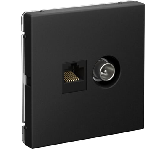 Розетка двойная ТВ + компьютерная RJ45, кат. 5Е Systeme Electric ArtGallery Карбон GAL001089