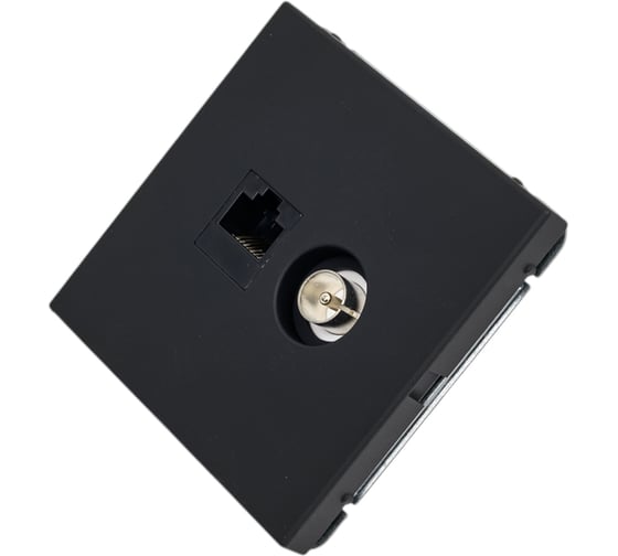 Розетка двойная ТВ + компьютерная RJ45, кат. 5Е Systeme Electric ArtGallery Карбон GAL001089