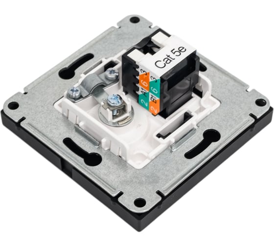 Розетка двойная ТВ + компьютерная RJ45, кат. 5Е Systeme Electric ArtGallery Карбон GAL001089