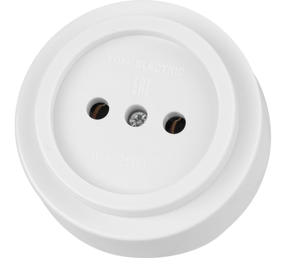 Розетка 2П открытой установки TDM ELECTRIC IP20 10А белая "Ретро" SQ1806-0525
