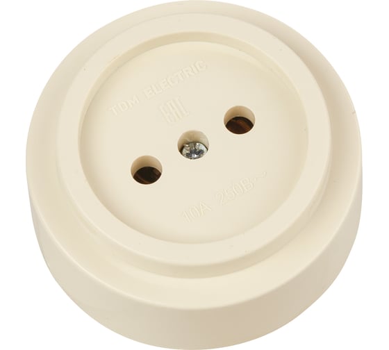 Розетка 2П открытой установки TDM ELECTRIC IP20 10А слоновая кость "Ретро" SQ1806-0526