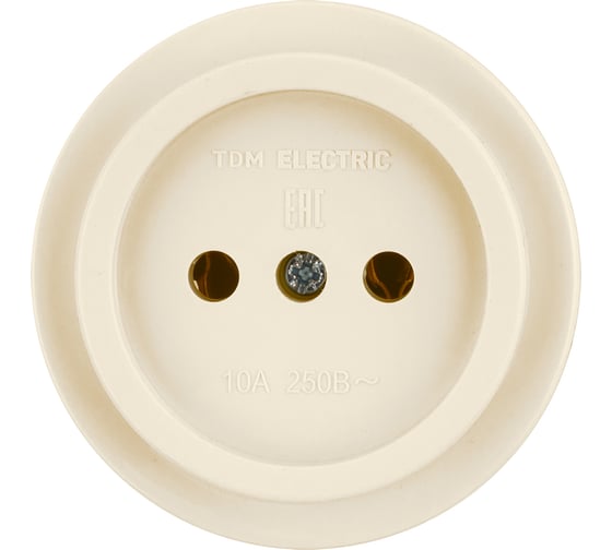 Розетка 2П открытой установки TDM ELECTRIC IP20 10А слоновая кость "Ретро" SQ1806-0526