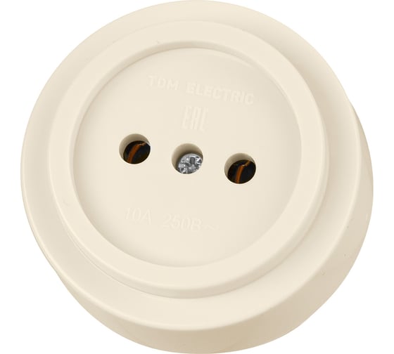 Розетка 2П открытой установки TDM ELECTRIC IP20 10А слоновая кость "Ретро" SQ1806-0526