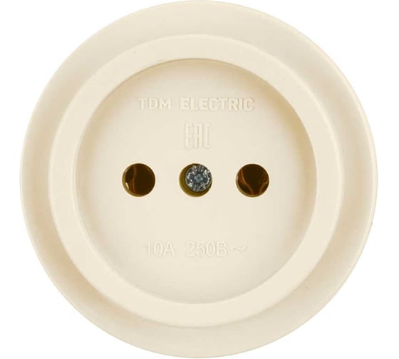 Розетка 2П открытой установки TDM ELECTRIC IP20 10А слоновая кость "Ретро" SQ1806-0526 1