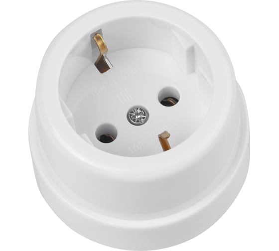 Розетка 2П+З открытой установки IP20 16А белая "Ретро" TDM ELECTRIC SQ1806-0527