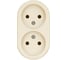 Розетка двойная 2П открытой установки TDM ELECTRIC IP20 10А слоновая кость "Ретро" SQ1806-0530 1