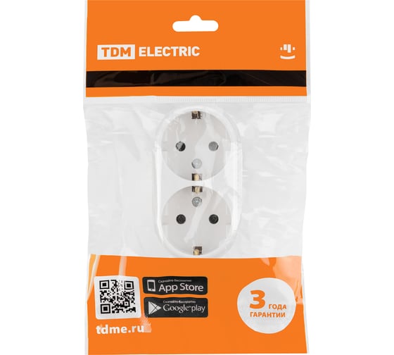 Розетка двойная 2П+3 открытой установки TDM ELECTRIC IP20 16А белая "Ретро" SQ1806-0531