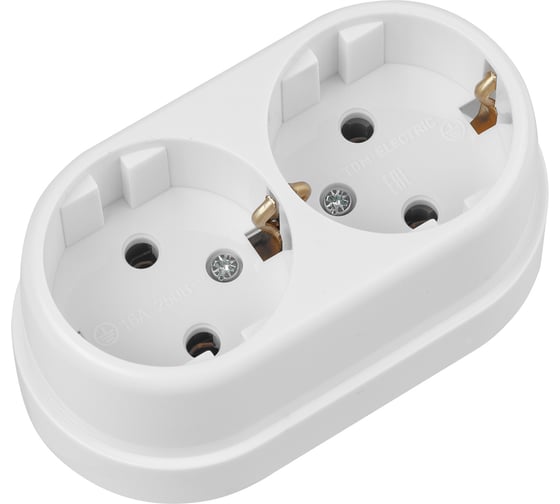 Розетка двойная 2П+3 открытой установки TDM ELECTRIC IP20 16А белая "Ретро" SQ1806-0531