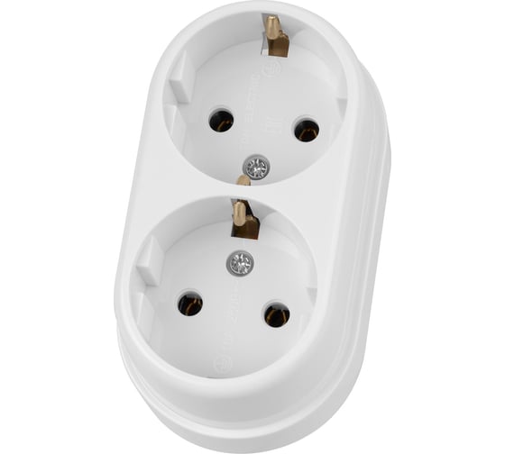 Розетка двойная 2П+3 открытой установки TDM ELECTRIC IP20 16А белая "Ретро" SQ1806-0531