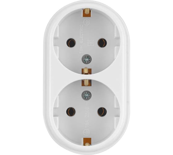 Розетка двойная 2П+3 открытой установки TDM ELECTRIC IP20 16А белая "Ретро" SQ1806-0531 1