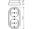 Розетка двойная 2П+3 открытой установки TDM ELECTRIC IP20 16А белая "Ретро" SQ1806-0531 3
