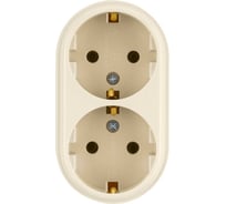Розетка двойная 2П+3 открытой установки TDM ELECTRIC IP20 16А слоновая кость "Ретро" SQ1806-0532