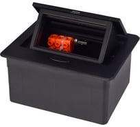 Выдвижной горизонтальный модуль ROCKETSOCKET в столешницу для розеток Livolo 2 поста, черный RS-DSB-020-BK